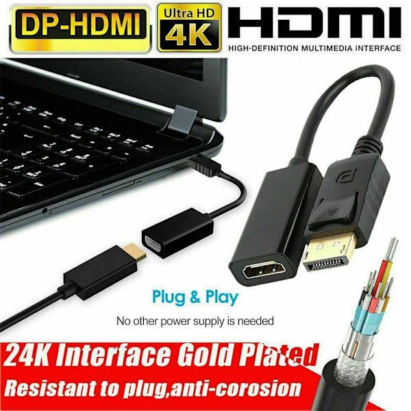 Displayport DP till HDMI honkabeladapter svart