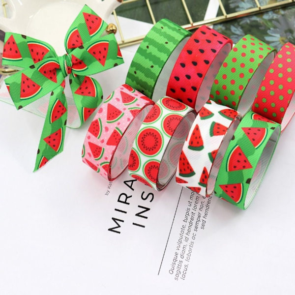 4 rullar 20 Yards Watermelon Ribbon Wired Edge Ribbon Sommar