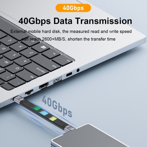 40 Gbps USB4.0-kaapeli USB C - Type C -johto MM PYSTYTAIVUTUS MM M-M Vertical Bend