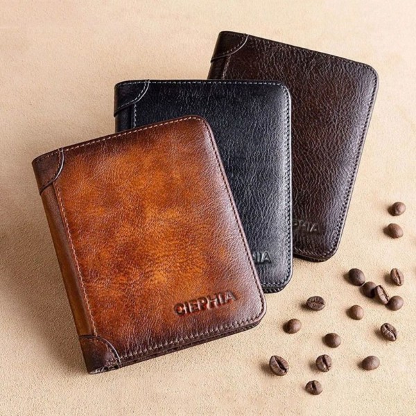 Herre Trifold-lommebøker Herre Vintage tynne lommebøker KAFFE Coffee