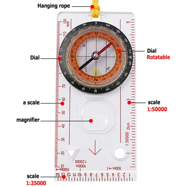 Kartlinjal Kompass Orienteringsnavigasjonsskala