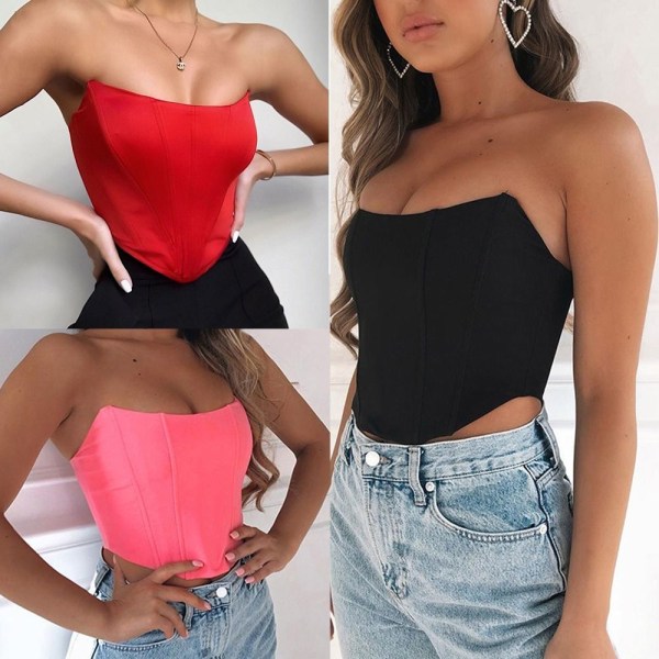 Ärmlös Top Off Shoulder Corset RED S red S