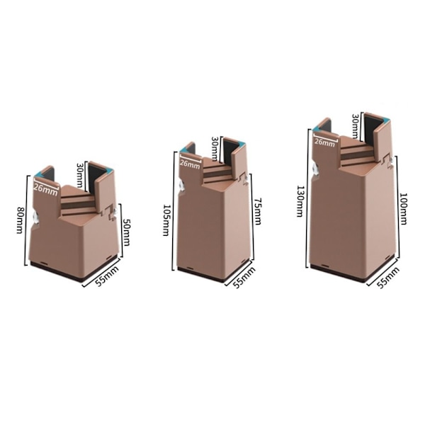 4 STK Fotpute Møbelforhøyelse BRUN-50MM BRUN-50MM Brown-50mm