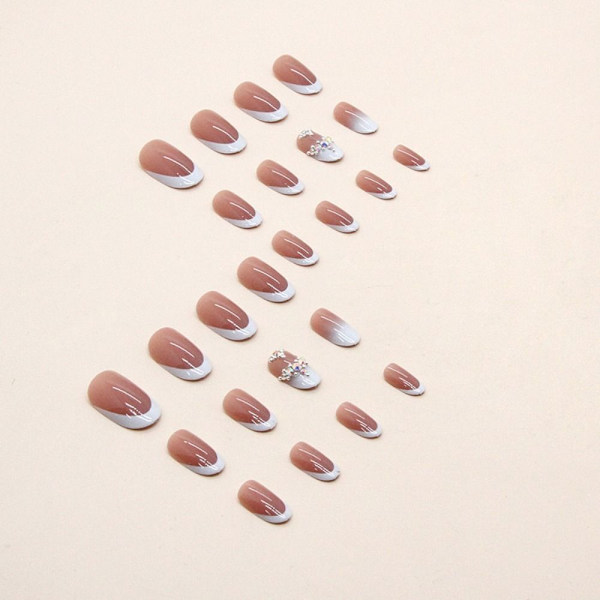 24st Fake Nails Long French Oval Z628