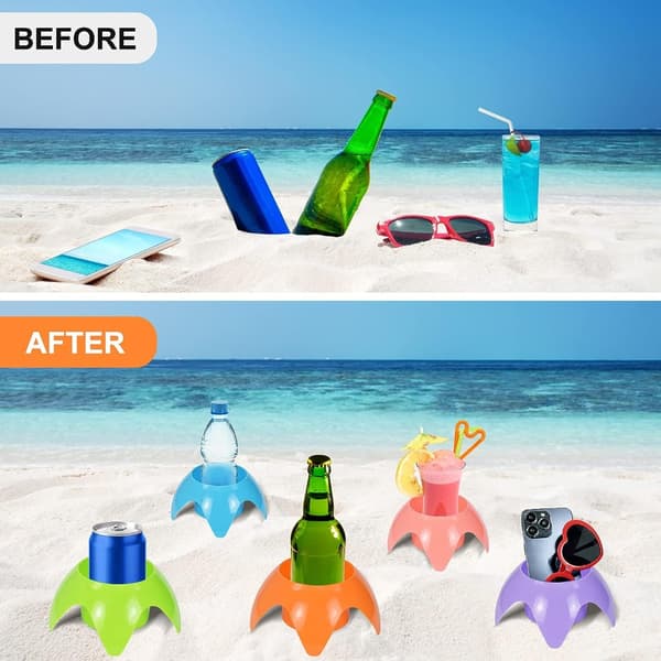 5 Stk Beach Cup Holder til Drinks Beach Drink Holder Beach Cup 5 Pcs