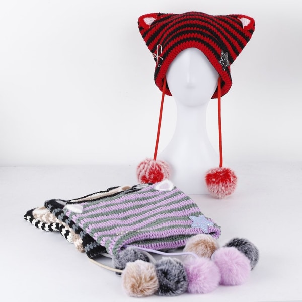 Cat Ear Hairball Beanies Beanie Hat 1 1 1