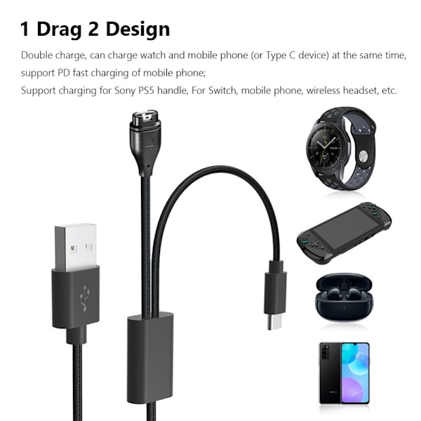 PD oplader USB-kabel Nylonflettet ladeledning