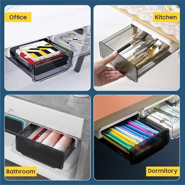 Under Bord Opbevaringsboks Makeup Etui SORT L Black L