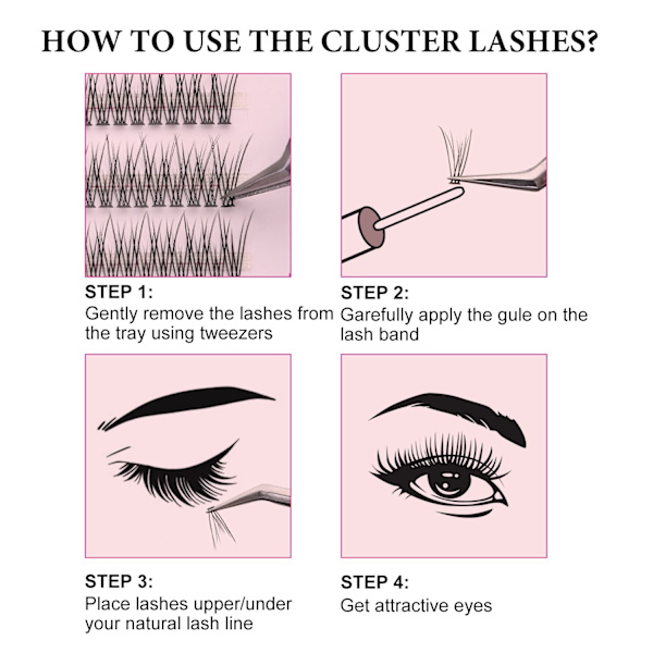 Individuella ögonfransar Lash Clusters Extensions Lösögonfransar 9mm