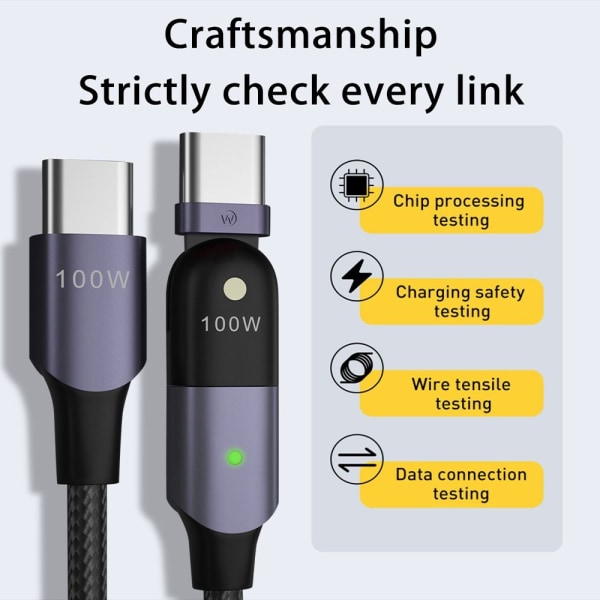USB C til Type-C kabel PD 100W 1,2M 1.2m