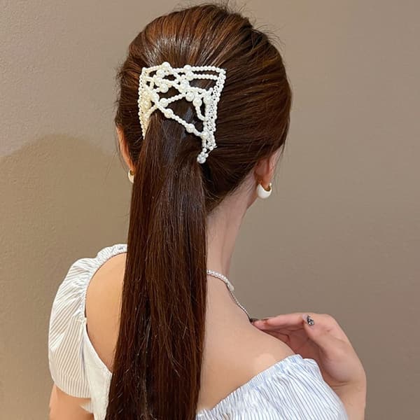 Pearl elastisk hår hårnål dobbel side bun 6 6 6