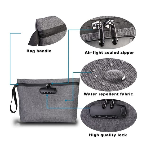Smell Proof Bag case GREY grey