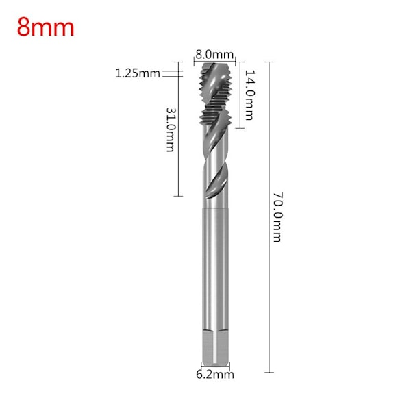 Tapping Bit Spiral Tap 8MM 8mm