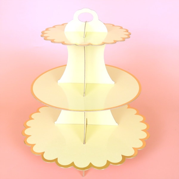 3 Etagers Cupcake Stand Papir Kageholder GUL 1 1 Yellow 1-1