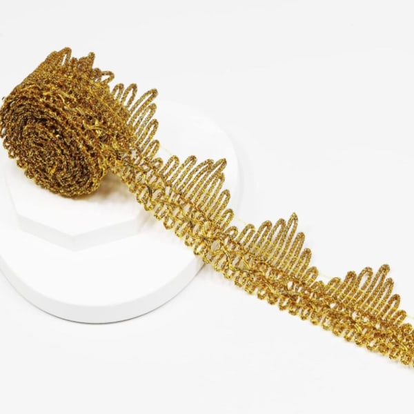 14 jaardin kultainen koristenauha pitsikoristelunauha, koristeltu koristenauha