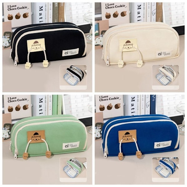 Kawaii koiran kynälaukut Canvas kynäpussi MUSTA black