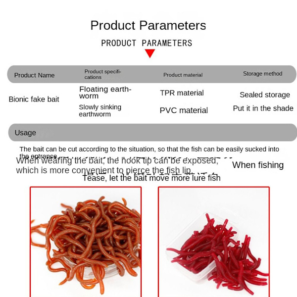 100 kpl Worm Red Baits -kalastusuhe 3,8cm-100kpl 3,8cm-100kpl 3.8cm-100pcs
