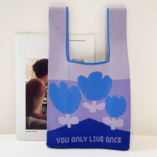 Stickad Väska Handväska GUL yellow