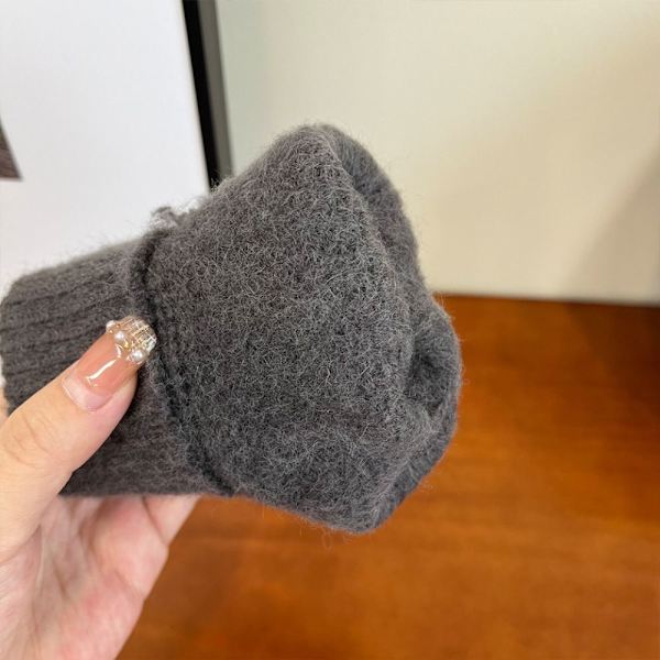 Dam Herr Handskar Stickade Handskar MÖRKGRÅ dark gray