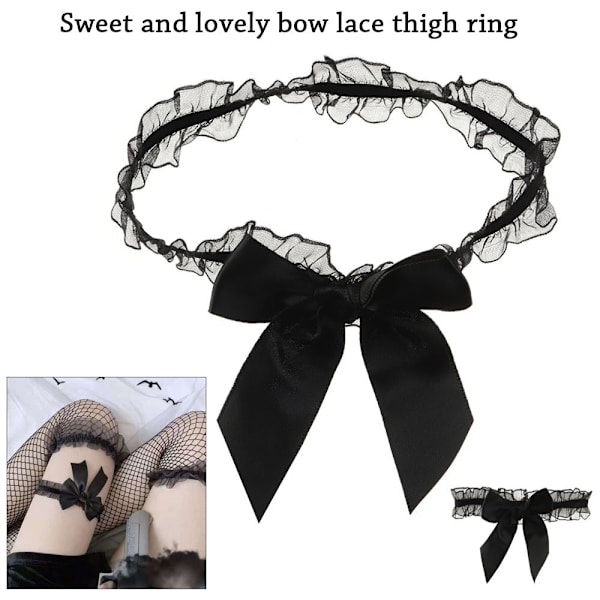1 stk Strømpebånd Lårring SORT STIL2 black style2