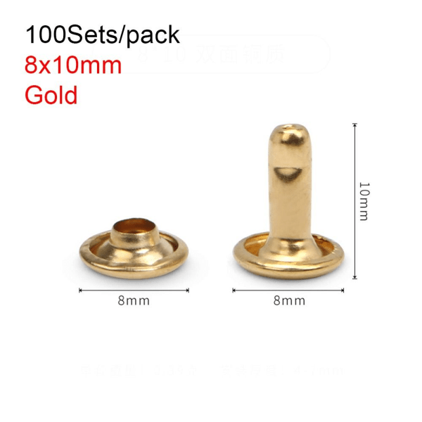 100 Sæt Dekornitte Stud Spot Nail GULD 8X10MM 8X10MM gold 8x10mm-8x10mm