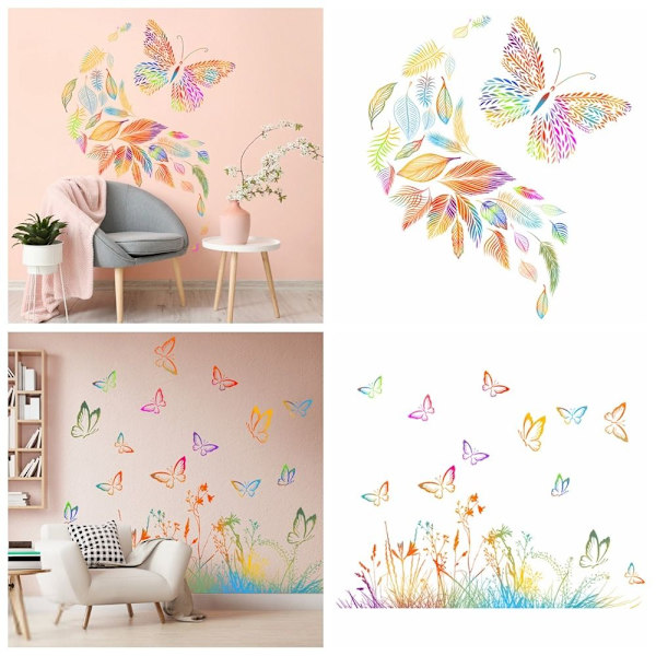 Värikäs Butterfly-seinätarra kukkatarrat 1 1 1