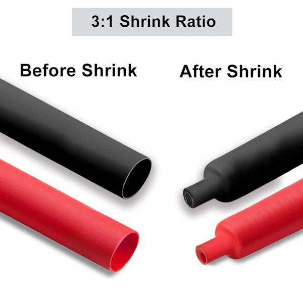 365 stk 3:1 Ratio Krympeslange, sort krympefolie