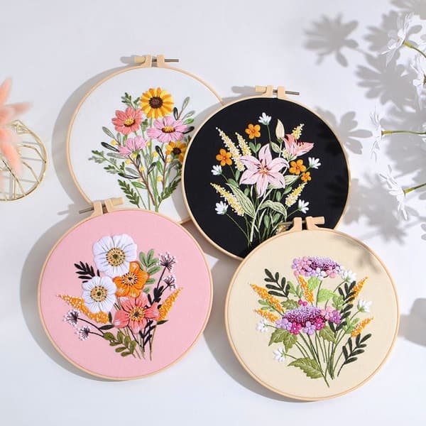 Øvelsessæt til broderisøm Blomsterbroderi D D D