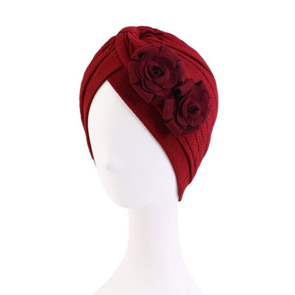 Volang Blomma Turban Chemo Beanie Cap VINRÖTT wine red