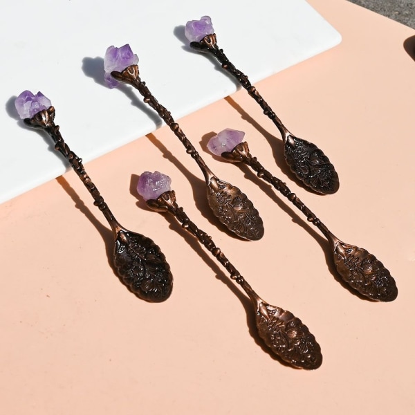 1 kpl Natural Crystals Spoon Kahvilusikka PURPURIA purple