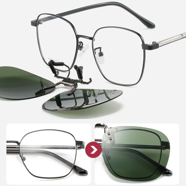 Clip-On polariserade solglasögon Flip-up solglasögon för Mirrored Silver