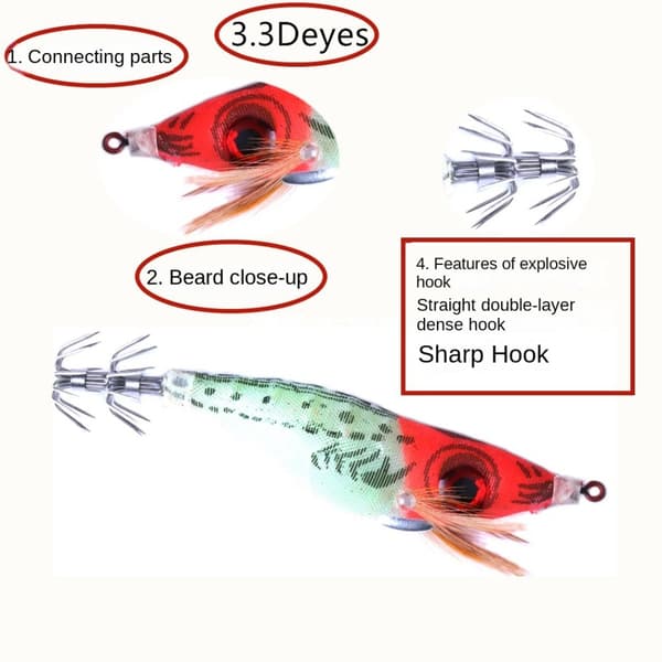 Trærejer lokker Blækspruttekrog Octopus lokker 3pcs-Color random