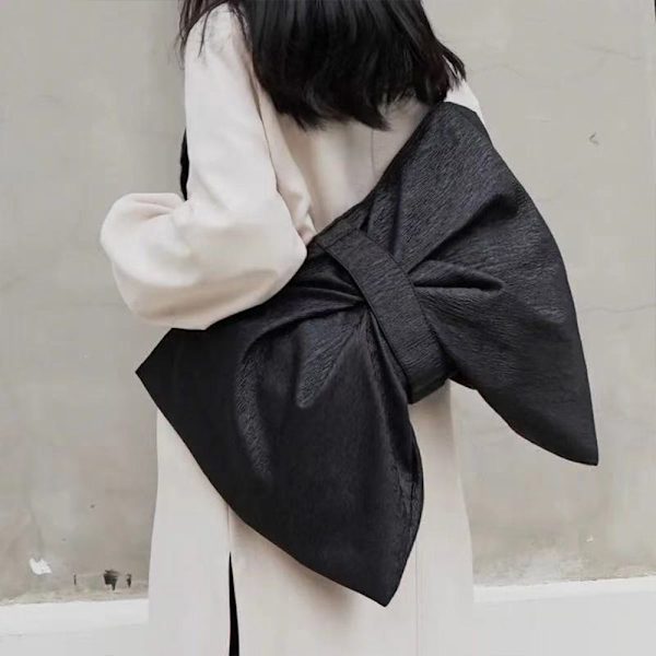 Bow Tie Tote Bag Crossbody Bag SVART L black L
