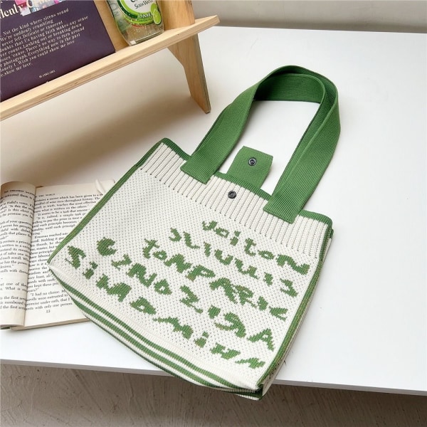 Strikket Håndtaske Tote Bag GRØN green