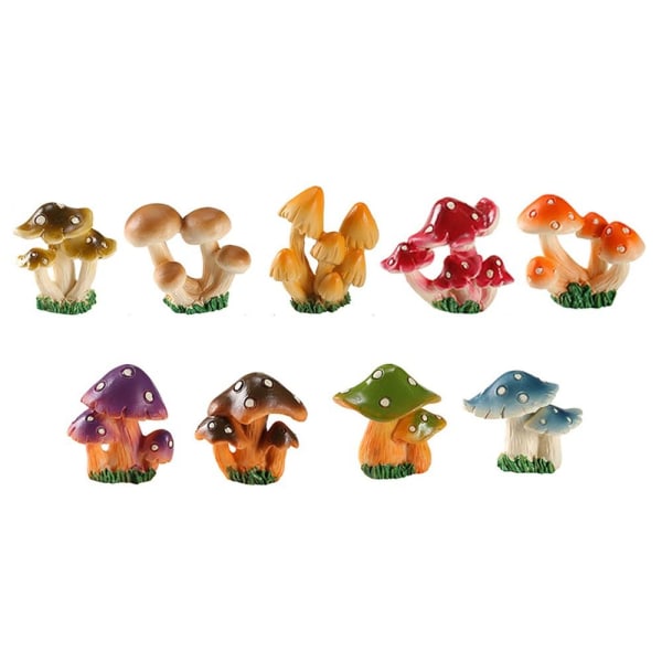 9 st Svamphantverk Mikrofigurer Miniatyrlandskapsmossa