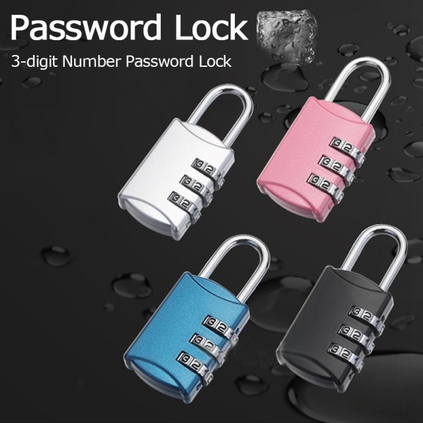 3-siffrigt nummer Lösenordslås Kombination Hänglås ROSA Pink