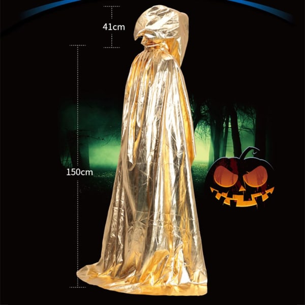 Halloween kostym rekvisita trollkarl mantel död mantel guld