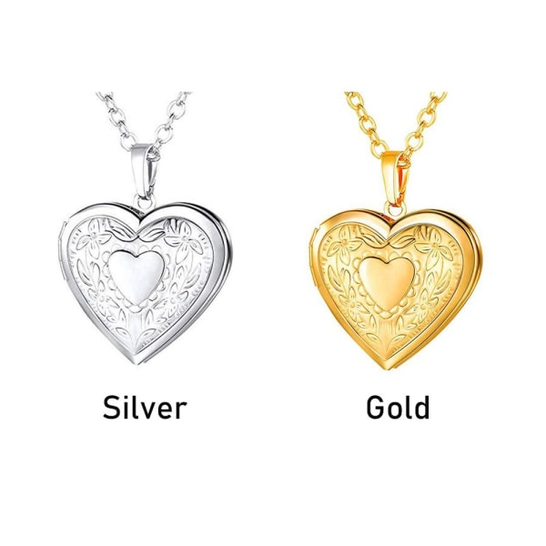 Love Heart Secret Message Medaljong Halsbandshänge silver