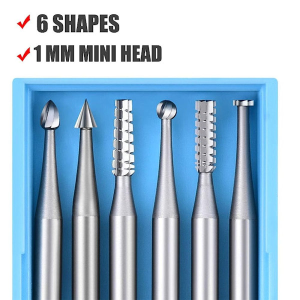 6 st Hårdmetallborrborrverktyg med roterande grader