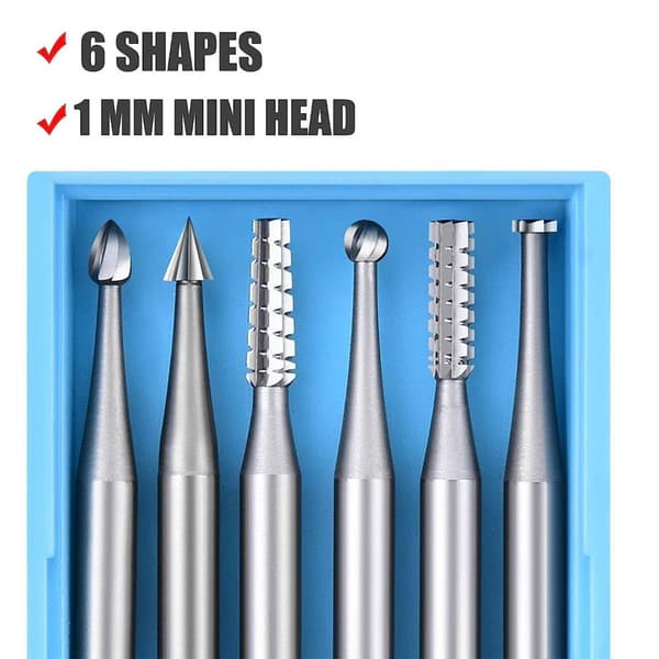 6 STK Carbide Rotary Burrs Gravering Drill Bits Die Grinder