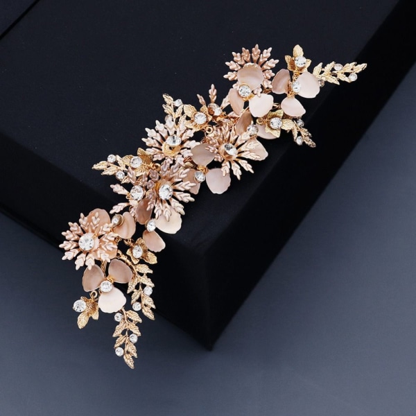 Morsiamen otsanauhat Flower Tiara Crown GOLD gold