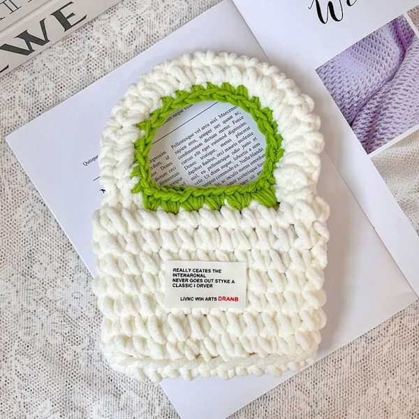 Handvävd Shoppingväska Självvävd Handväska VIT white