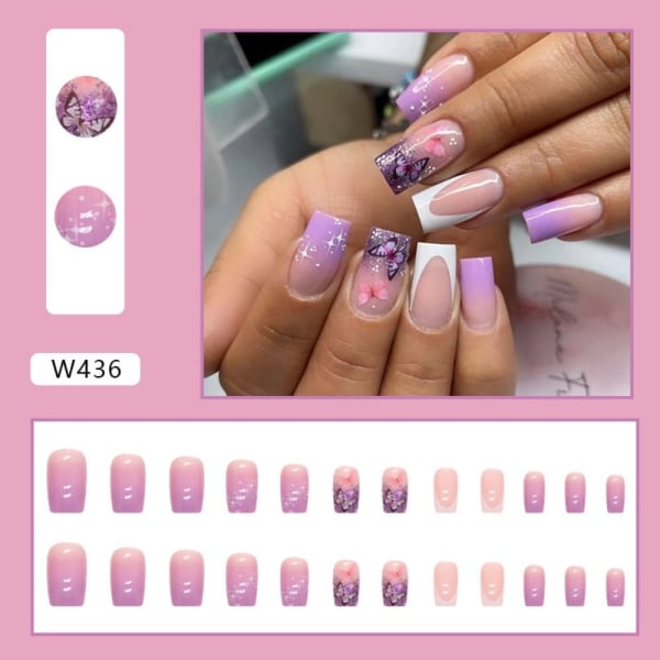 24 stk. False Nails Long Square W436 W436 W436