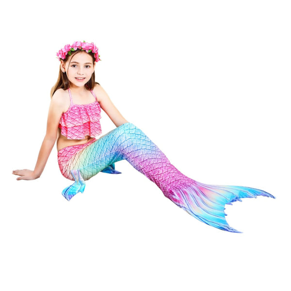 3 stk Kids Mermaid Tail Bikini Sæt B-150CM B-150CM B-150CM