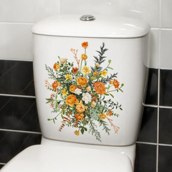 4 STK Badeværelse Toilet Sticker Blomster Decals Wall Sticker 4PCS