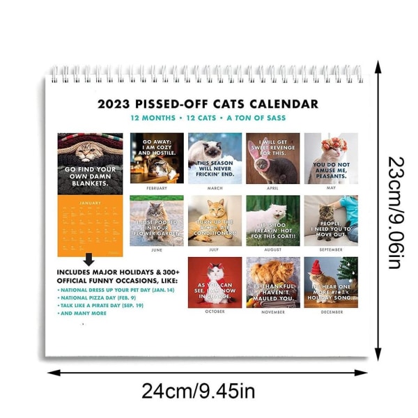 Pissed-off Cats Calendar Muinainen kissa kalenteri Hauska Cat Wall