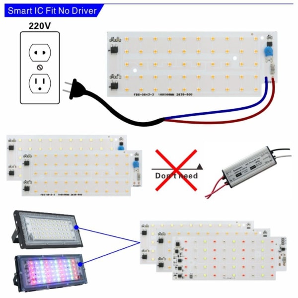 LED Chip for Floodlight Spotlight Belysningsperler HVIT LYS white light