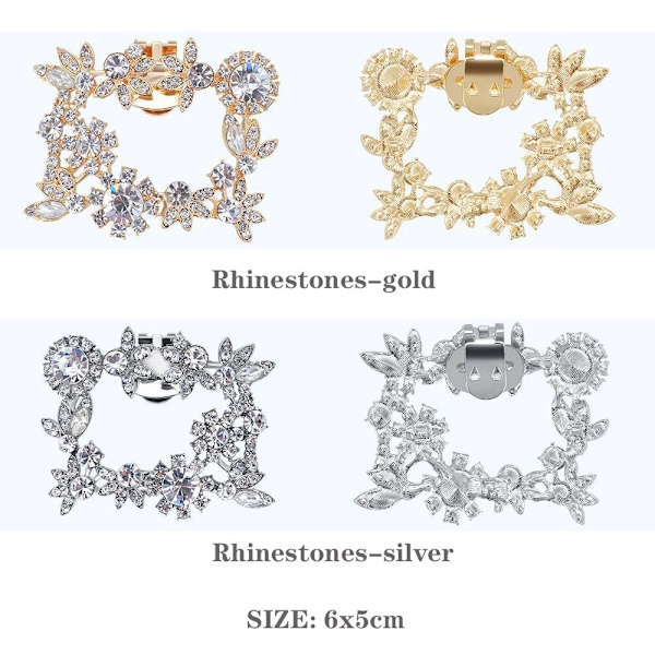 2st Skoklämmor Berlockspänne GULD RHINESTENES RHINESTENES gold Rhinestones-Rhinestones
