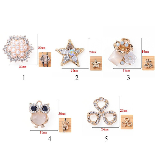 10 STK Pearl Button Rhinestone-knapper 2 2 2