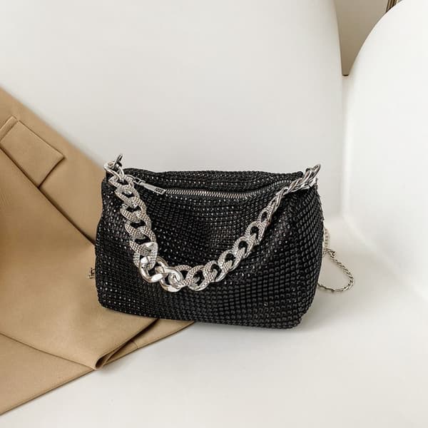 Full Diamond Hand Bag Tygpåsar SILVER silver